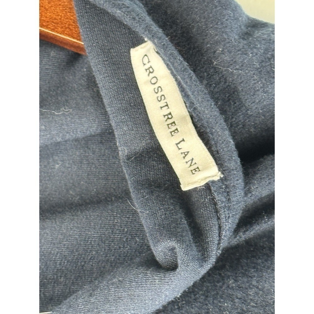 Crosstree Lane Navy Blue Cotton Knit Button Front Tassel Poncho Wrap One size - Picture 4 of 11